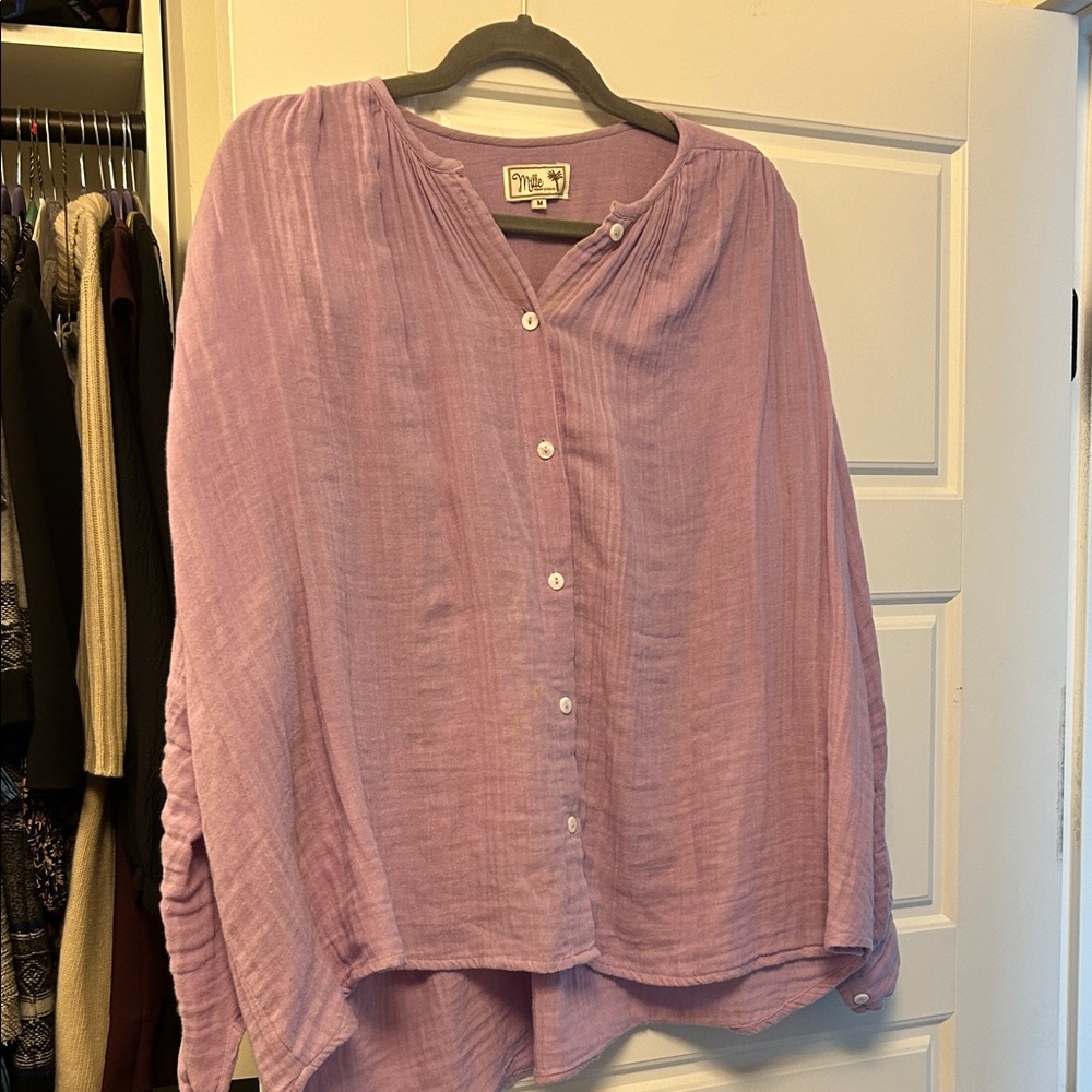 Mille Lavender Button-Up Blouse